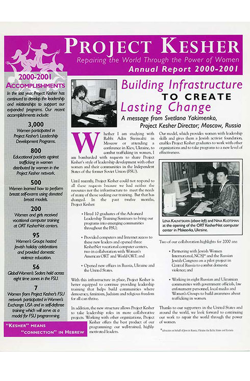 Project Kesher Annual Report January 2000