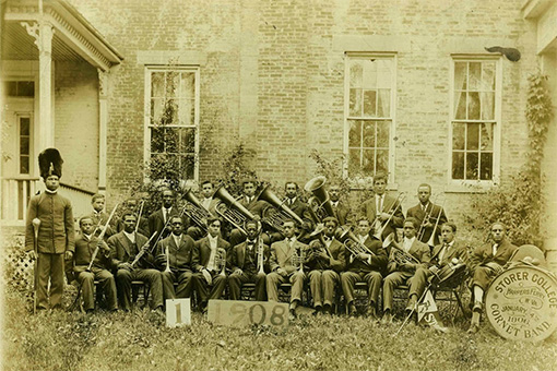 Photograph  of the Cornet Band at Storer College, a black college in Harpers Ferry, Virginia, taken on January 4, 1908
