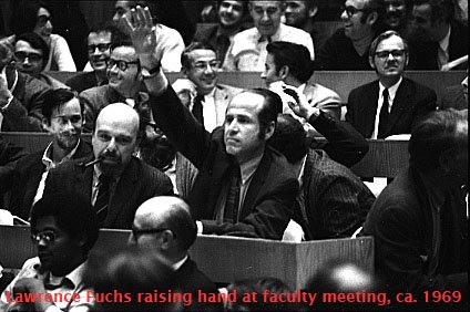Lawrence H. Fuchs at a faculty meeting