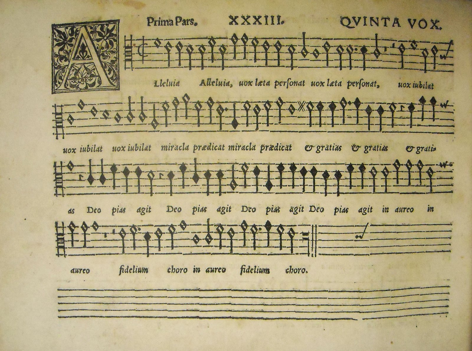images of pages from these two partbooks showing the Alleluia, vox laeta with its original French title identifying its secular roots.