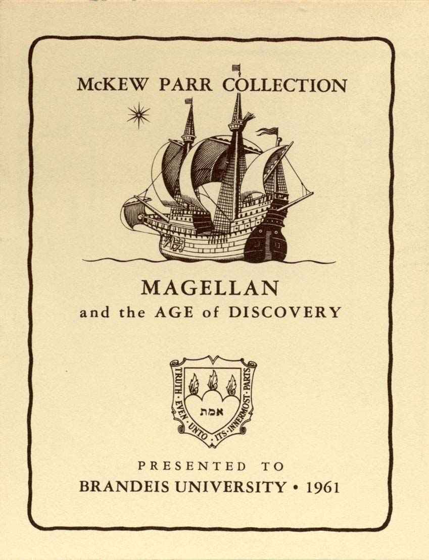 Cover page for Magellan and the Age of Discovery from the McKew Parr Collection, presented to Brandeis in 1961