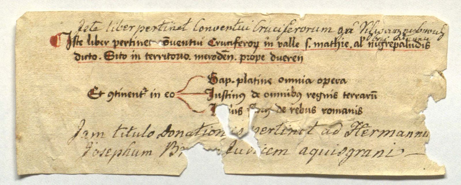 Scan of book label from Bartolomeo de Sacchi di Piadena’s Bap. Platinae cremonensis, de vitis ac gestis summorum