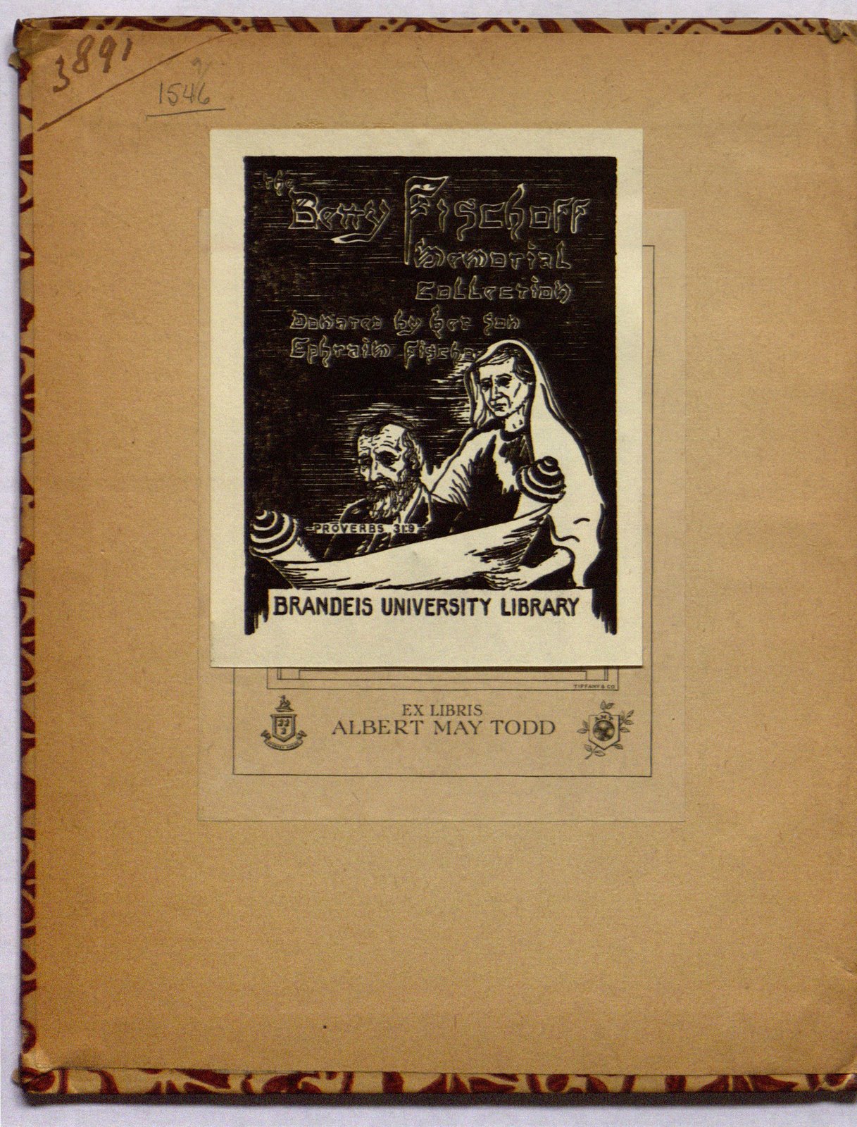 Fischoff bookplate pasted over an earlier bookplate