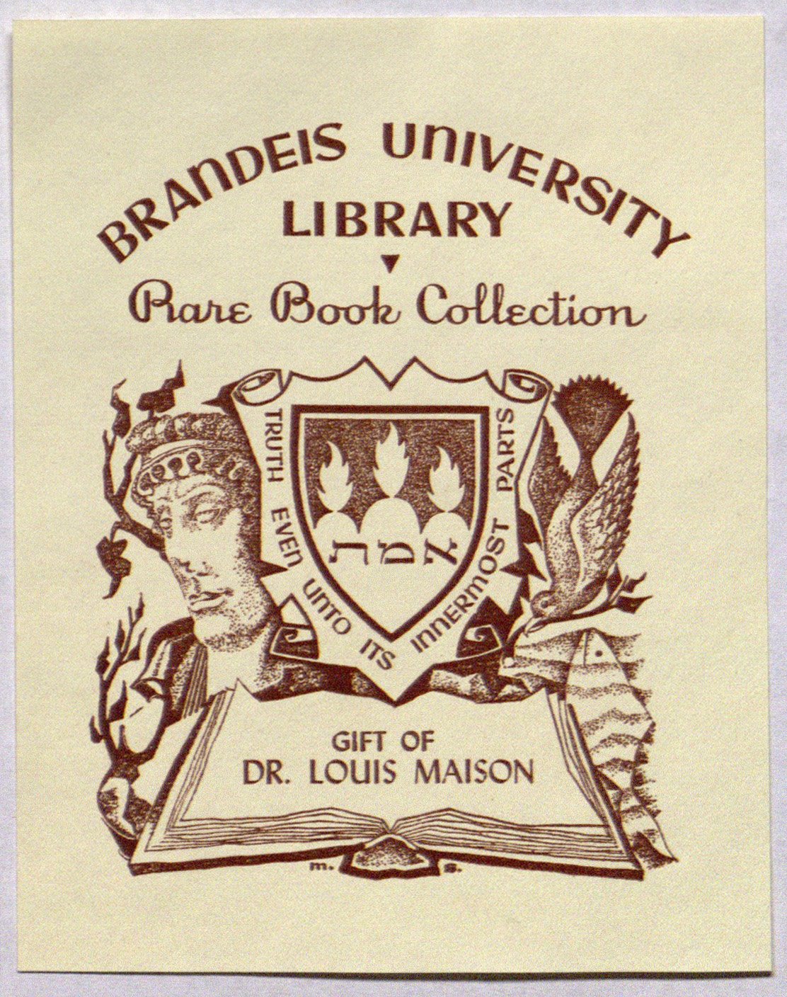 Insignia of Brandeis University's Rare Books Collection