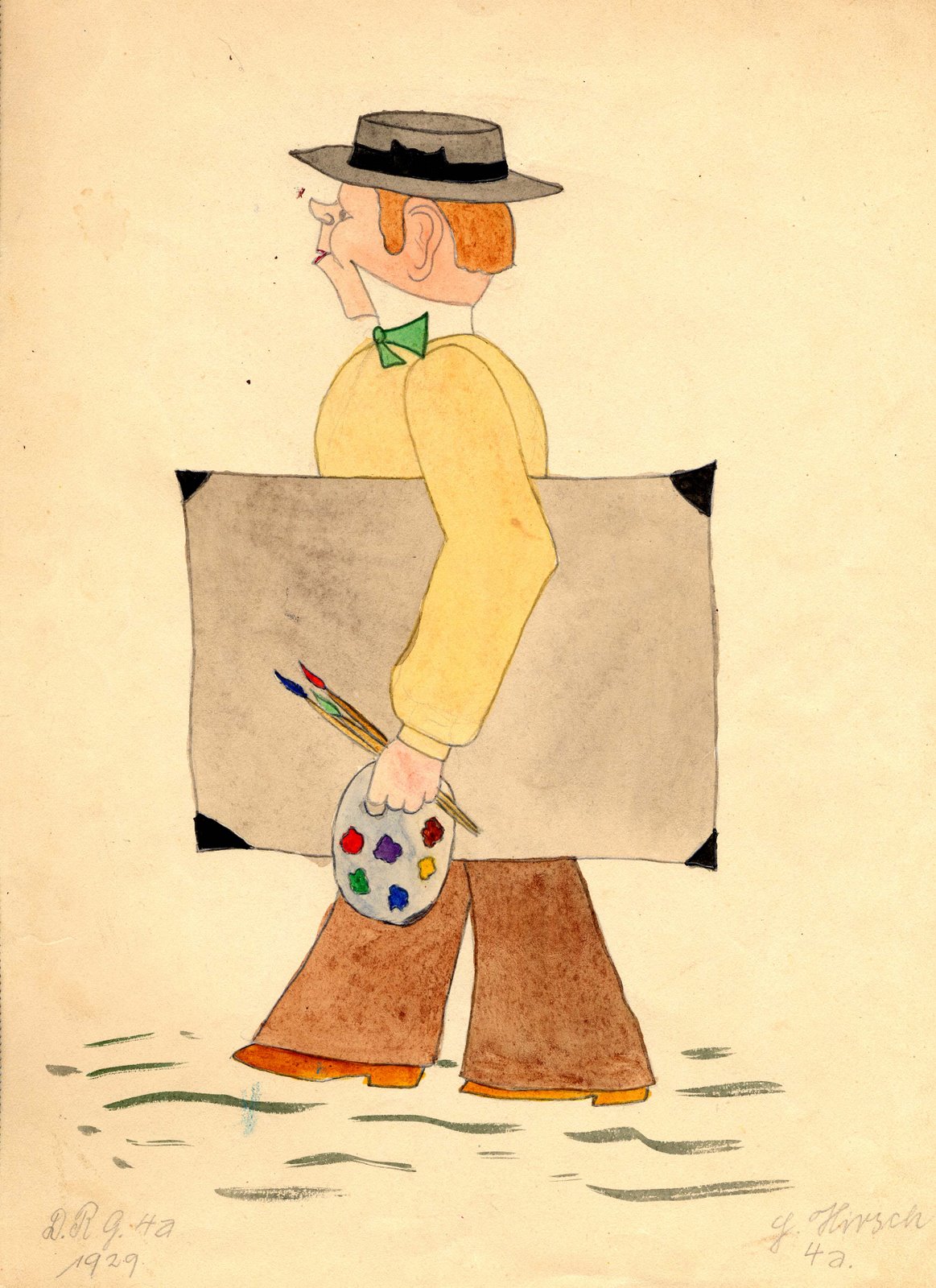 Helmut Hirsch color sketch of an artist, 1929