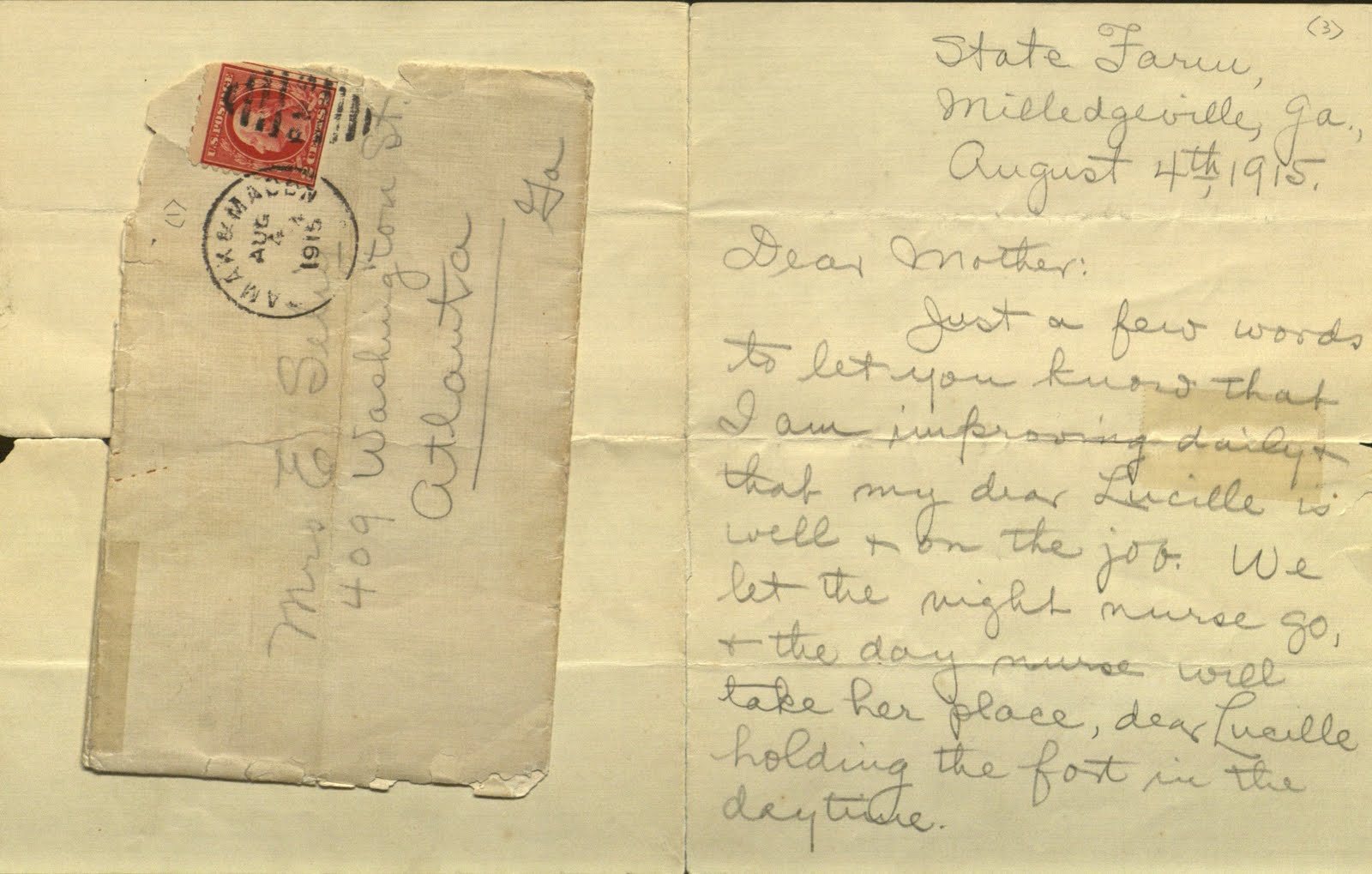 Letter from Leo Frank to his mother-in-law about how well he and Lucille were doing, (August 14, 1915)