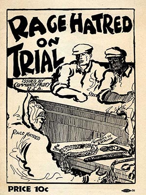 Cover of "Race Hatred on Trial," a pamphlet issued by the Communist Party