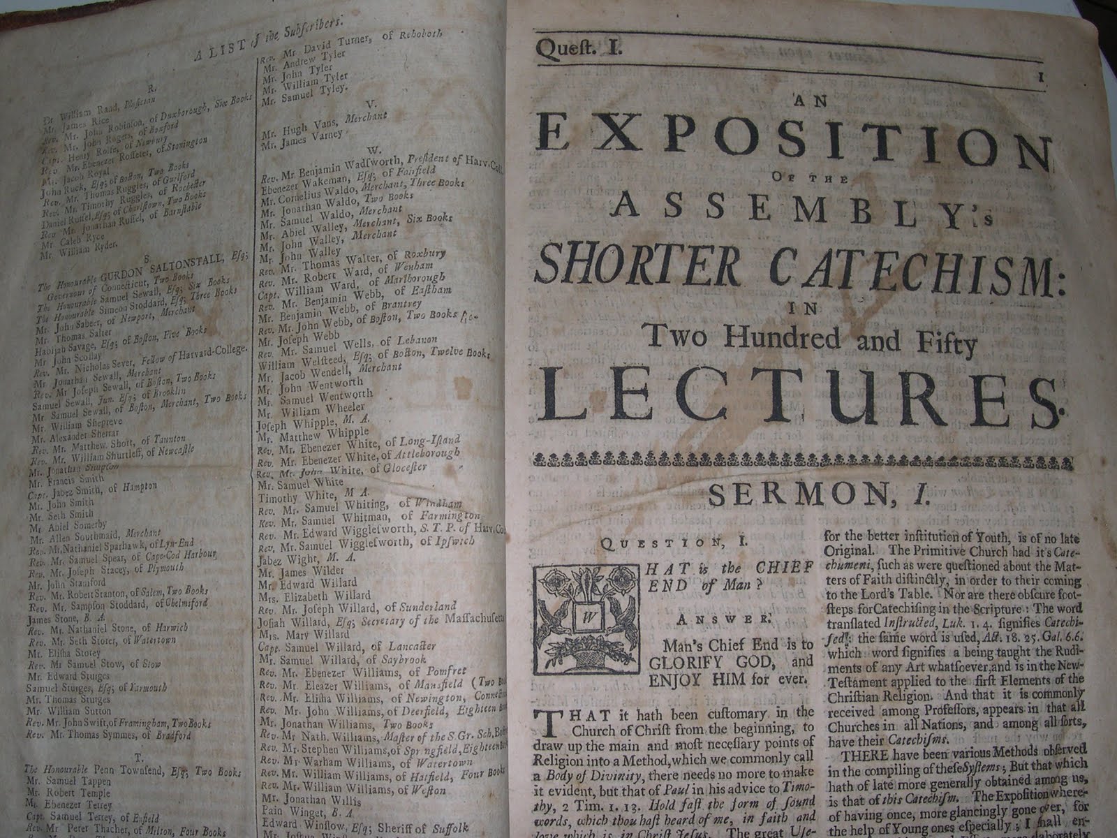 Title page of An Exposition of the Assembly's Shorter Catechism: in Two Hundred and Fifty lectures