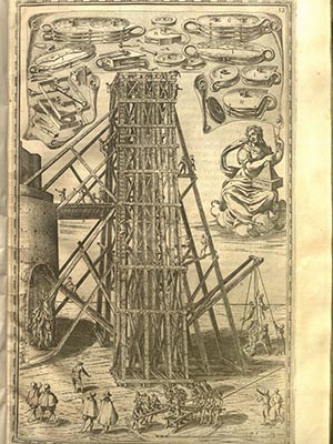 Obelisk Scaffold, a plate from the series of drawings depicting the moving of an obelisk to St. Peter’s Square and its erection before the basilica of St. Peter in the Vatican.