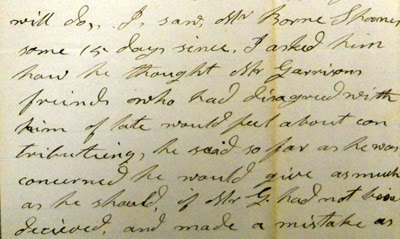 Excerpt of handwritten letter regarding a disagreement
