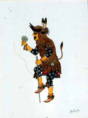 watercolor of a Native American ancing.