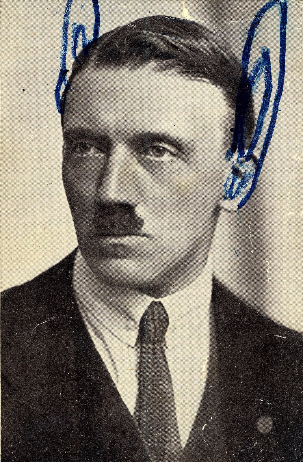 Picture of Hitler with hand drawn donkey ears