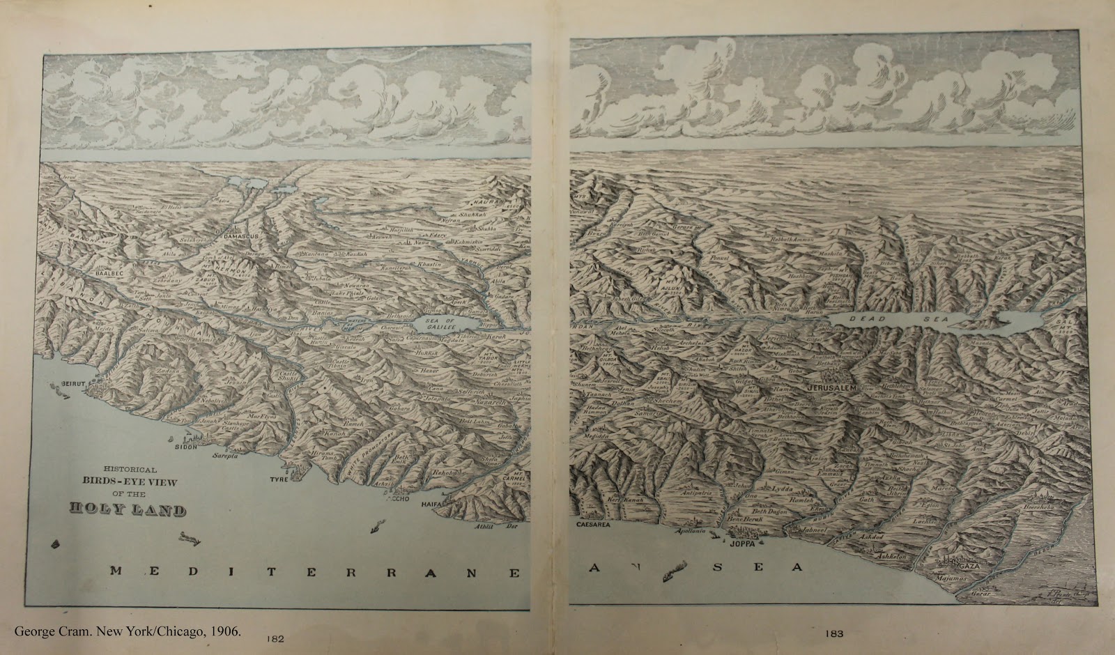 Historical Bird's Eye View of the Holy Land, 1906, George Cram