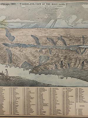 1892 Bird's Eye View of the Holy Land Map