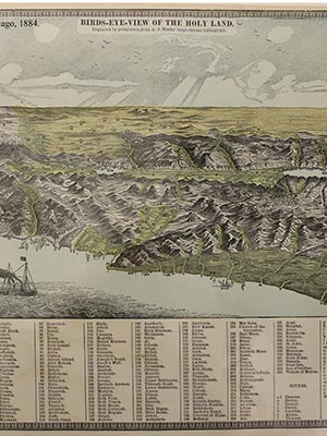 1884 Birds-Eye-View of the Holy Land map