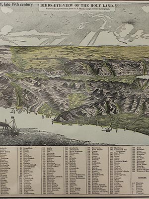 Late 19th century Birds-Eye-View of the Holy Land map