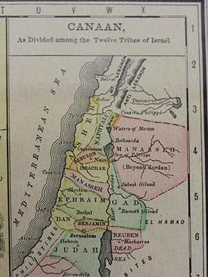 Map inset of Canaan, from the Rand McNally Late 19th century map of Palestine