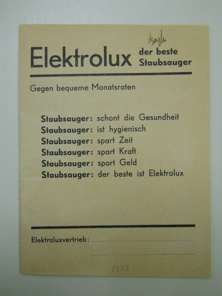 Outside cover of a clandestine publication disguised as an Electrolux pamphlet