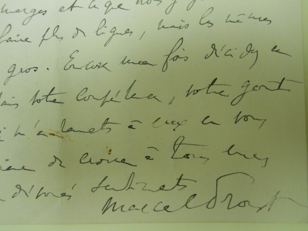 Excerpt from one of Proust's letters, this portion containing his signature