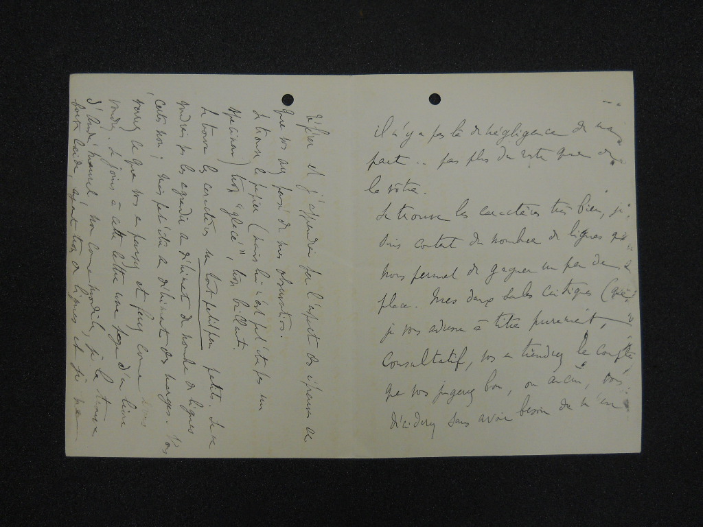 A page of a handwritten letter by Proust