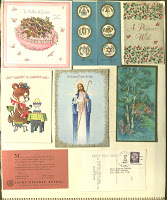 scrapbook page with greeting cards and correspondence.