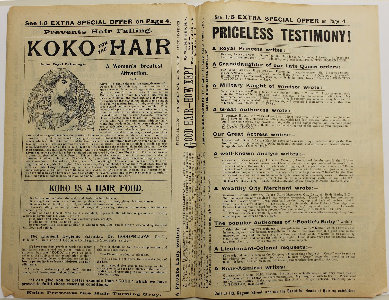 Advertisement for Koko for the Hair. Prevents hair loss