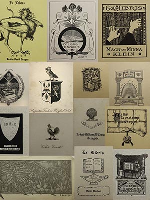 Bookplates with symbols and crests