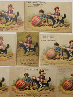 Trade cards featuring children and candy