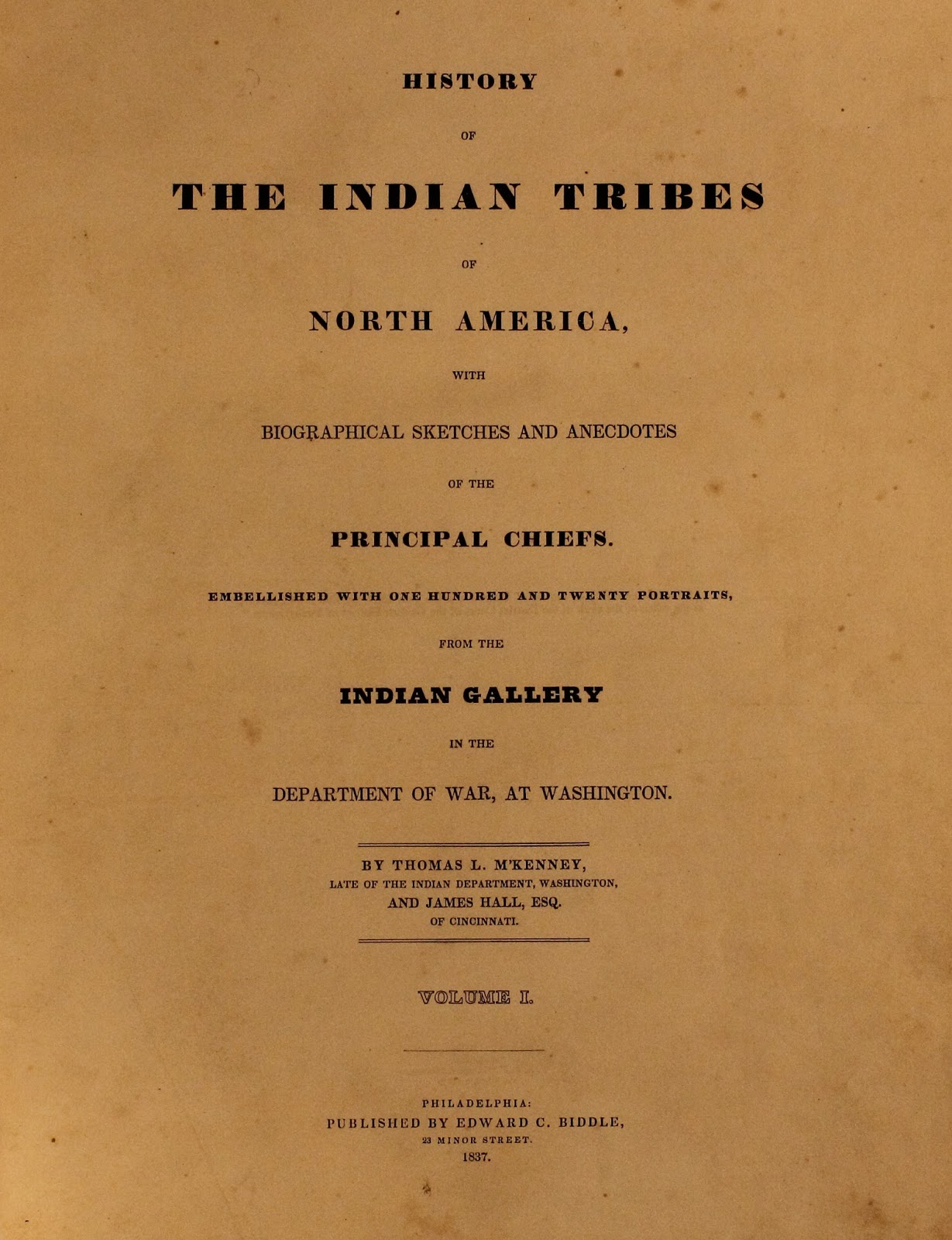 Title Page of The History of the Indian Tribes of North America