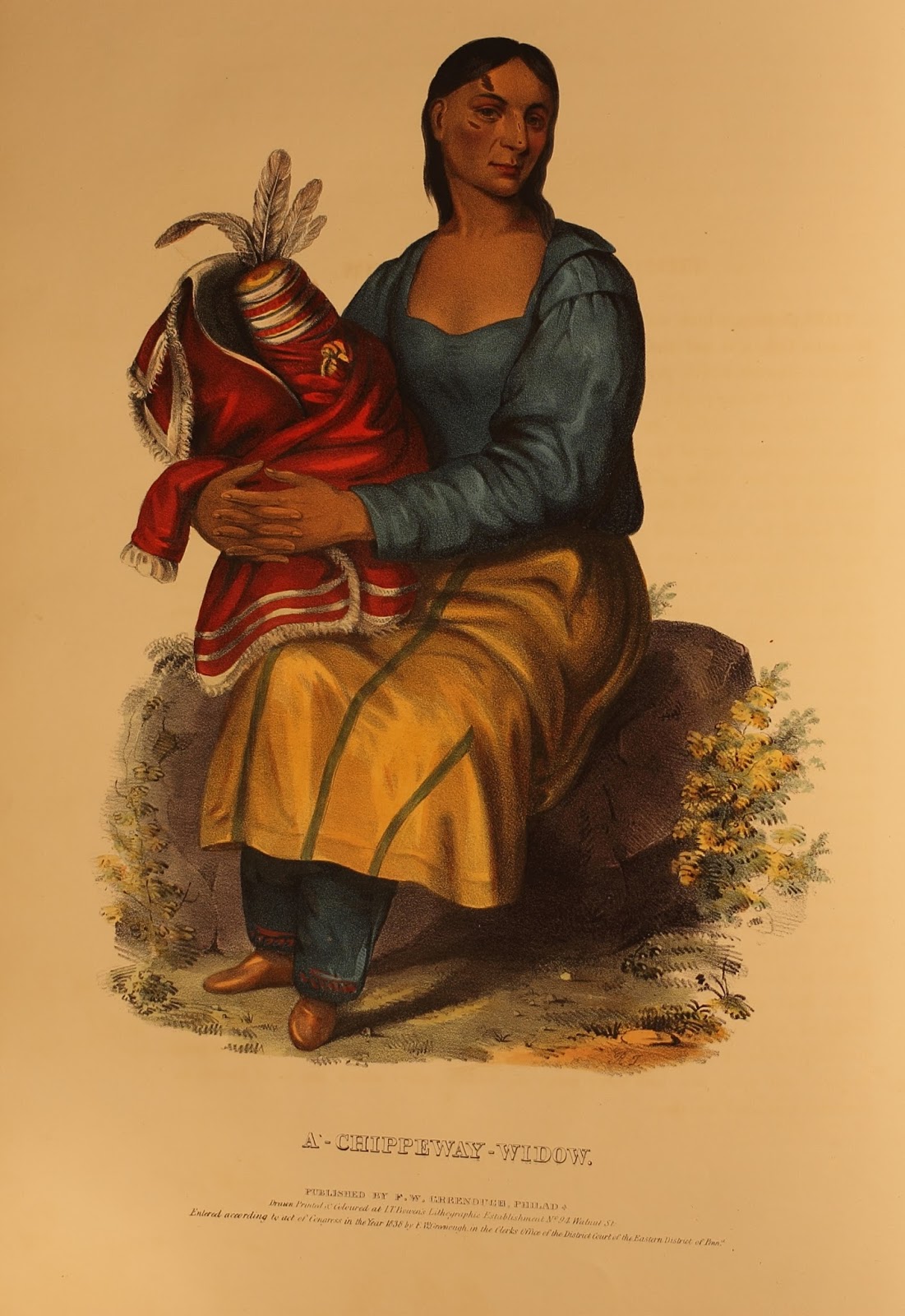 Illustration of  a seated woman titled "A Chippeway Widow"