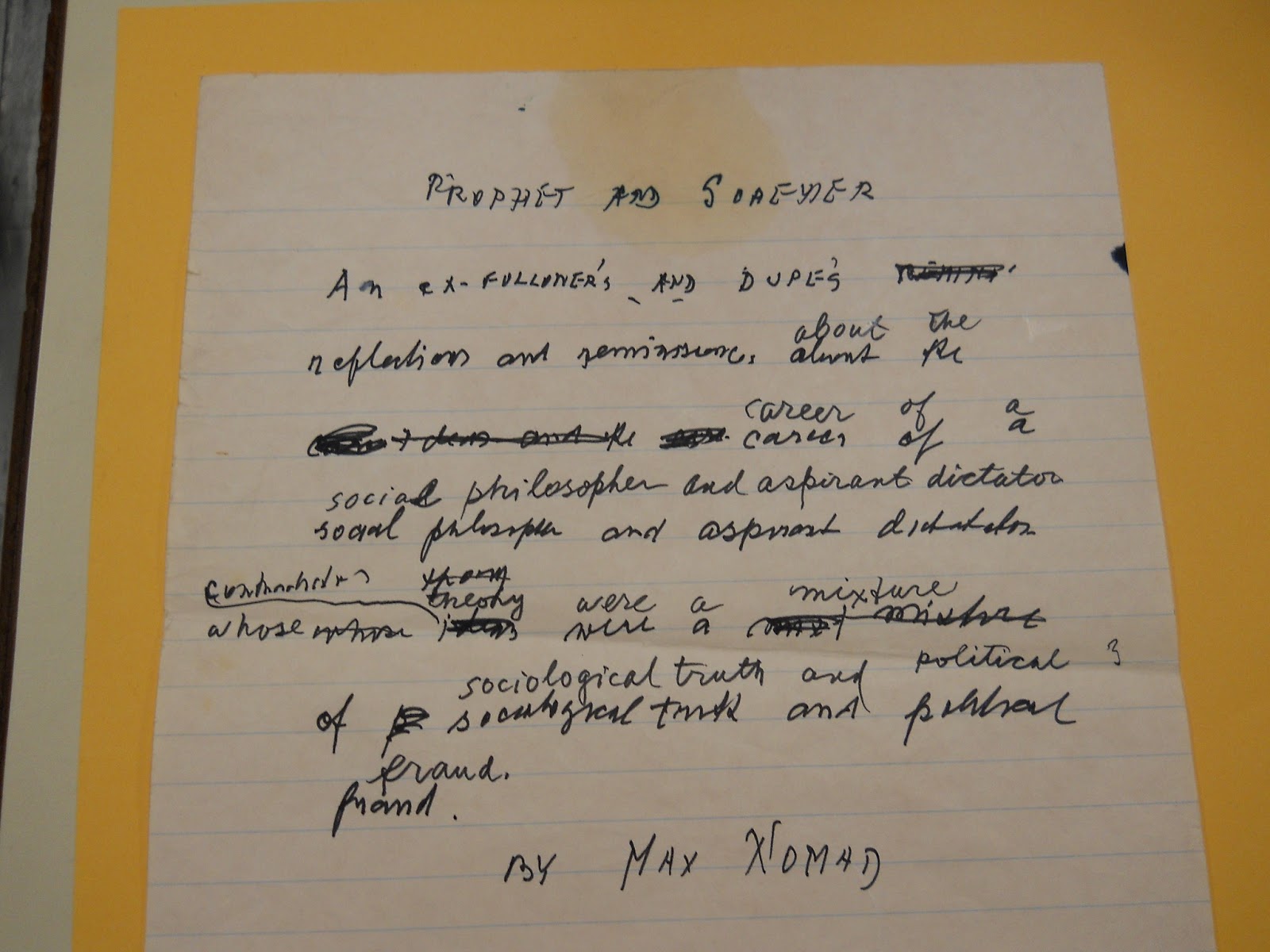 Handwritten page of Max Nomad's writing.