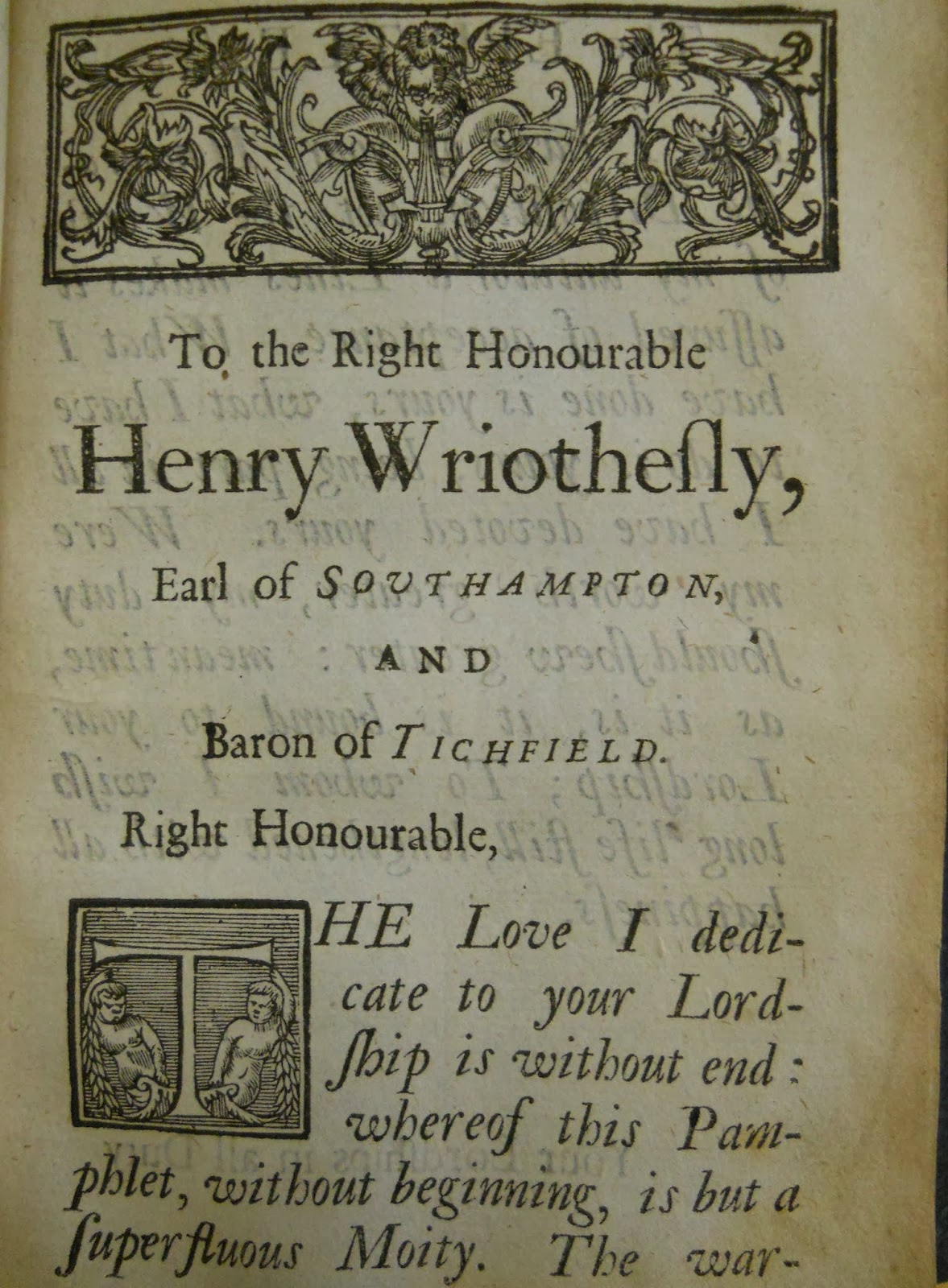 To the Right Honourable Henry Wriothesly