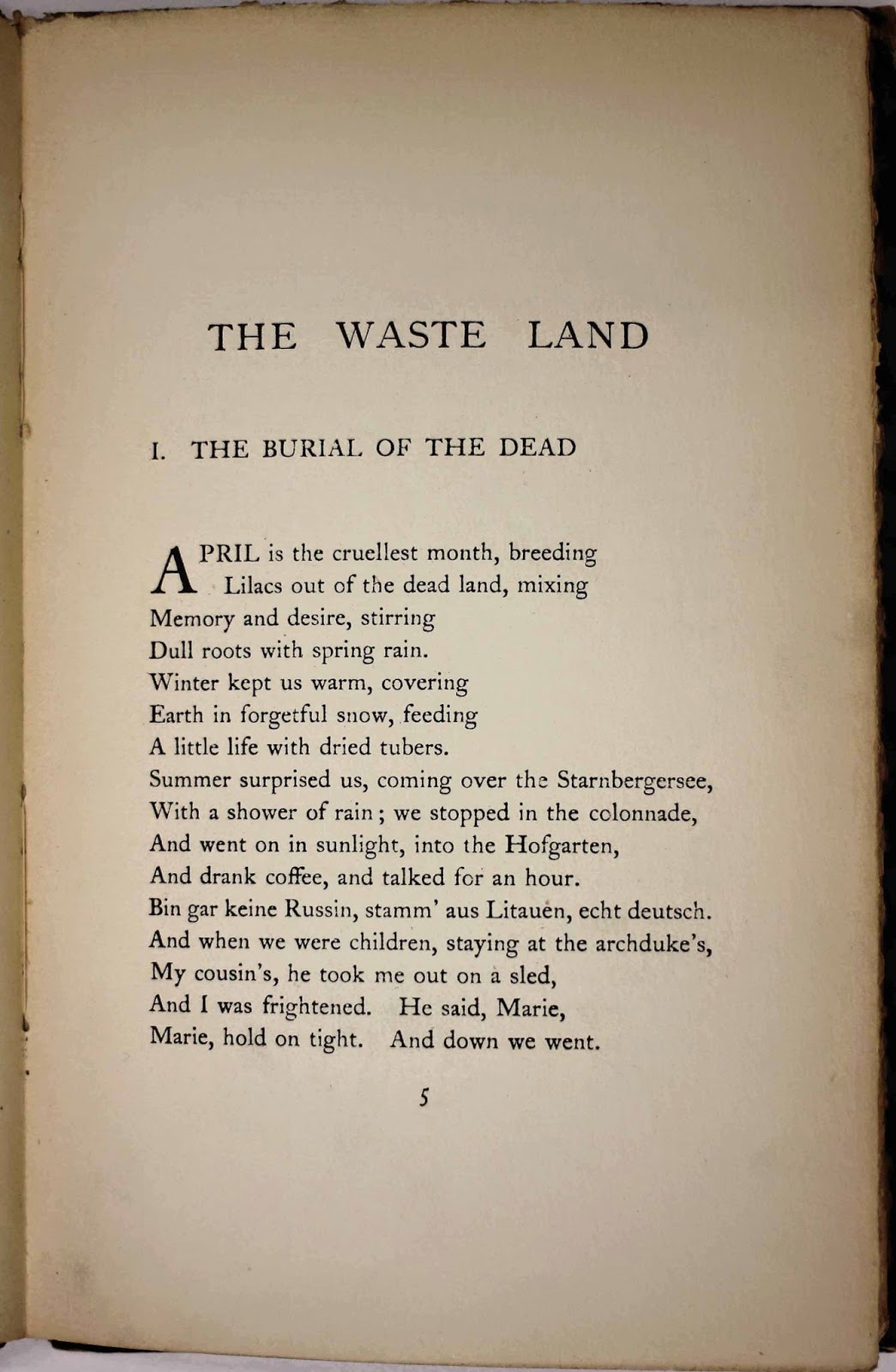 Page from "The Waste Land" by TS Eliot