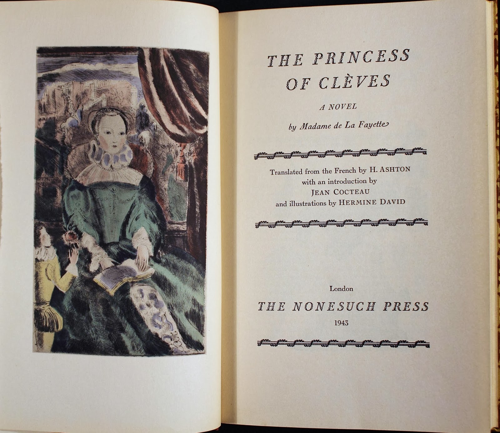 La Princesse de Cleves title page and illustration
