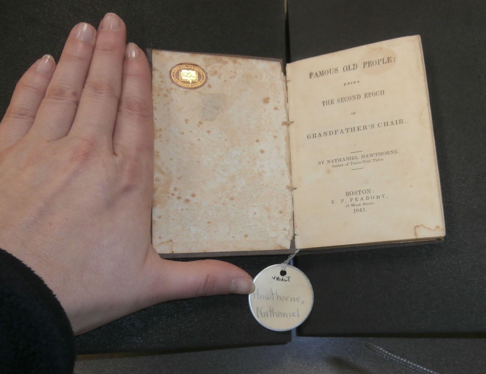 Mini book "Famous Old People: Being the Second Epoch of Grandfather's Chair" by Nathaniel Hawthorne, 1841