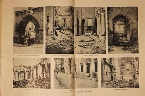 L'Illustration 2-page spread of photos of the Spanich Civil War casualties