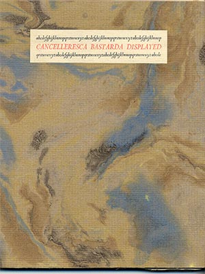 Abstract cover for Cancelleresca Bastarda Displayed with blue, tan and brown tones