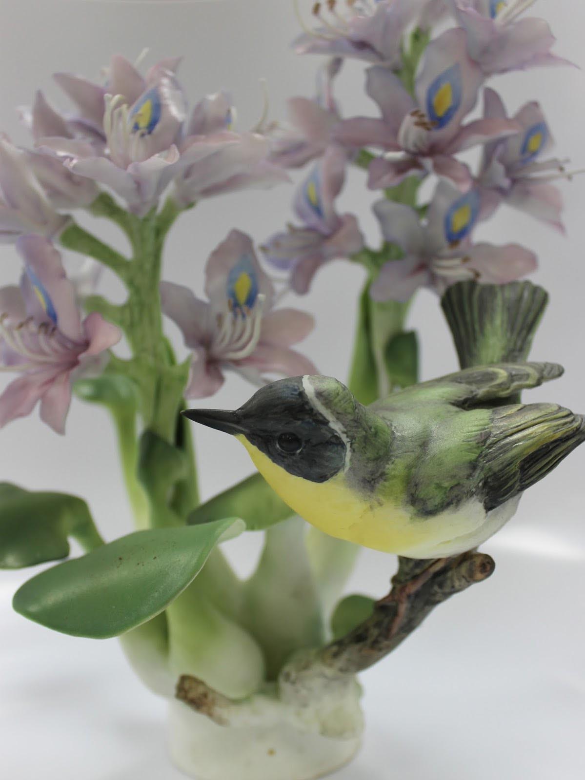 Wide view of one of the Doughty bird bone china sculptures.