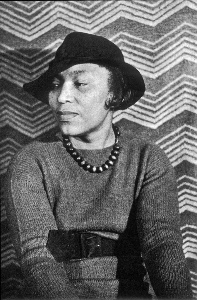 Black and white photo of Zora Neale Hurston.