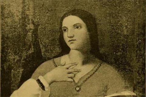 Engraving "Rosalie" from the painting  by Washington Allston