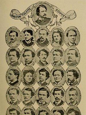 Boston Theater Company 1865-66: an engraving with headshots of the members of the Boston Theater company