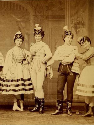 Sepia photo of the Morlacchi Ballet featuring six dancers