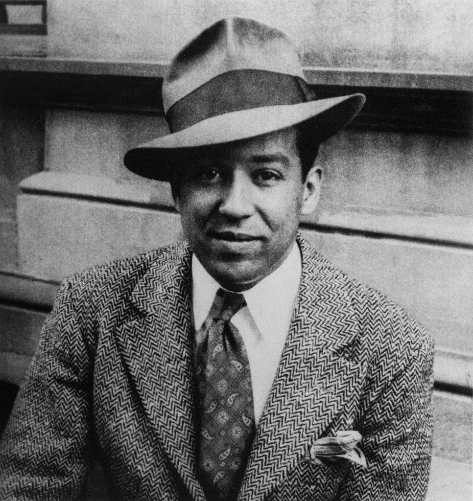 Black and white photograph of Langston Hughes.