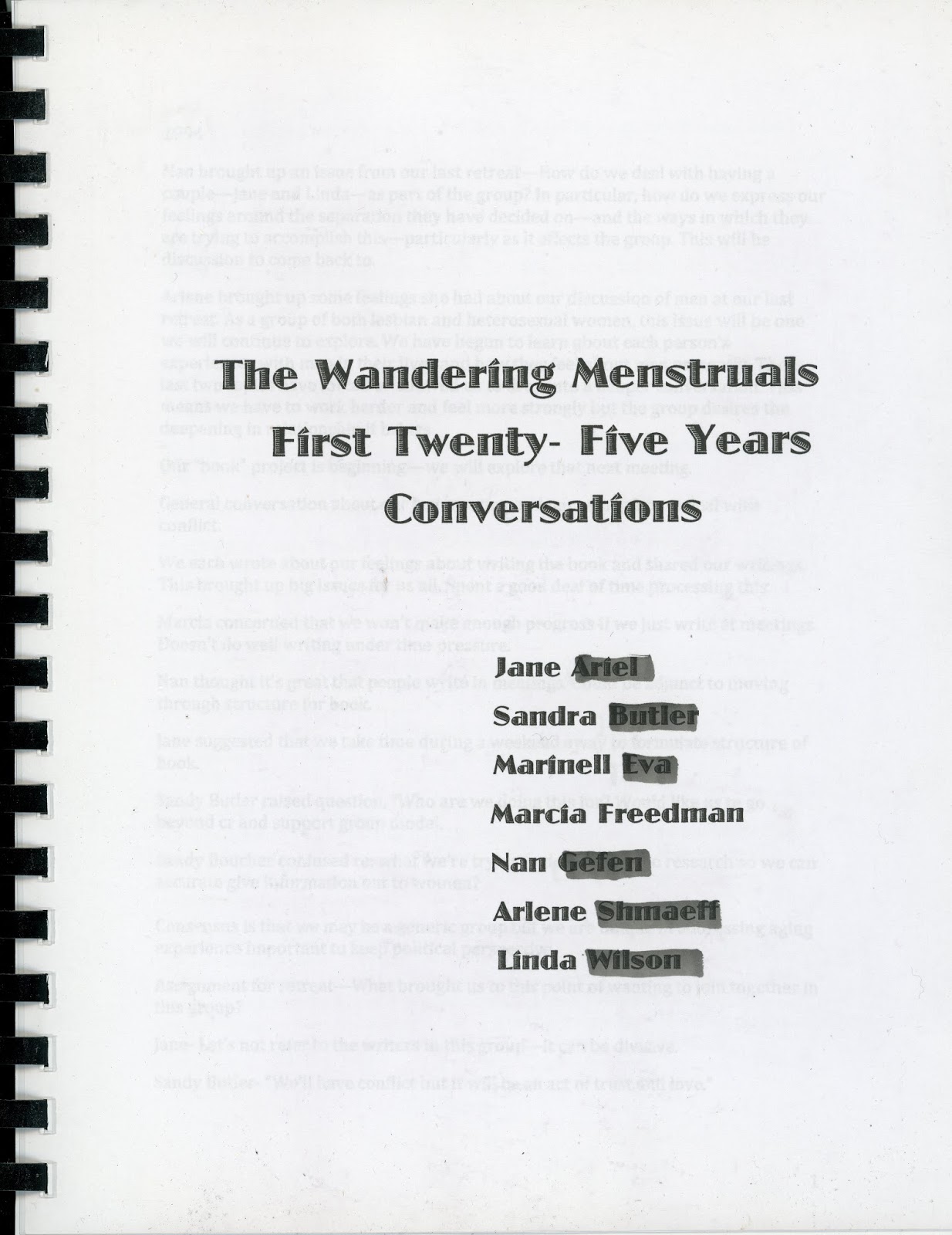 The Wandering Menstruals -- cover