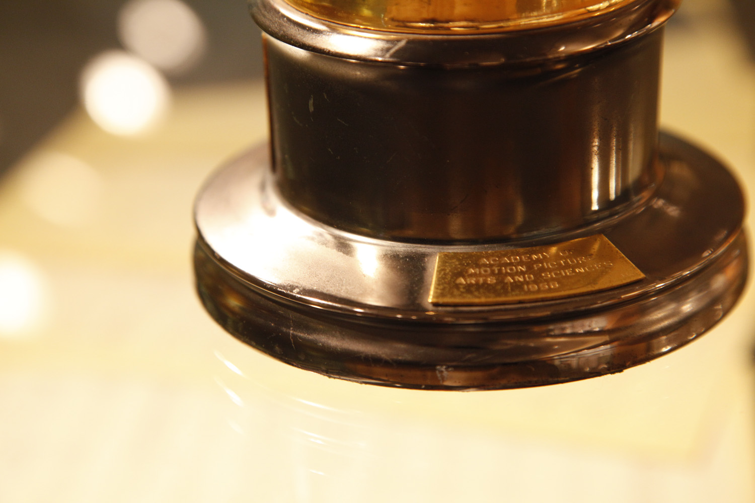 Close-up of back plaque-engravings on an Oscar