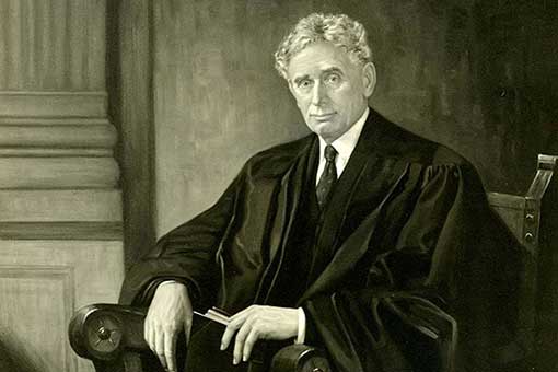 Black and white image of Louis Brandeis in his judges robes