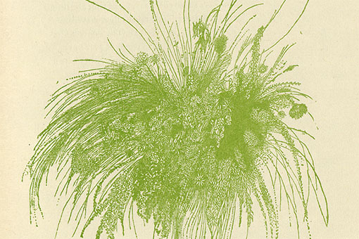 Leonard Baskin artwork depicting a green bouquet