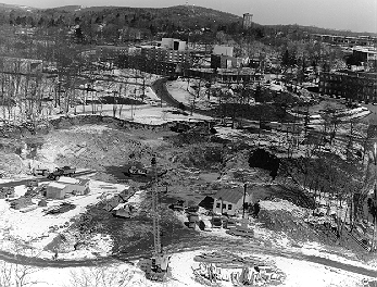 Aerial shot of Spingold Theater Construction March 1964