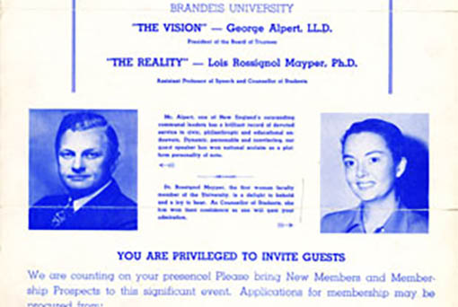 Invitation to the First Regular Meeting of the Chicago Chapter, October 1949, with headshots of two speakers. It is printed in blue ink. 