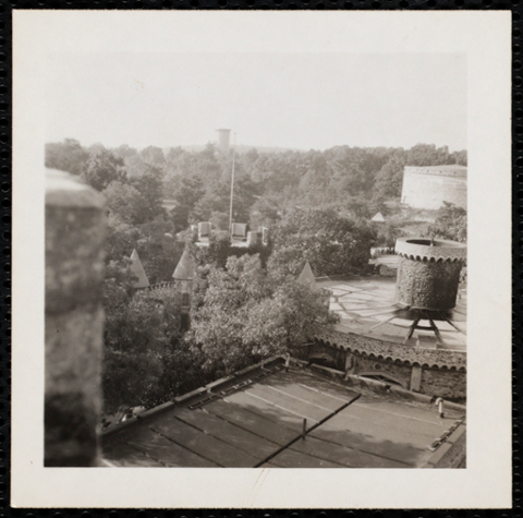 Aerial view taken from Castle with reservoir in distance.